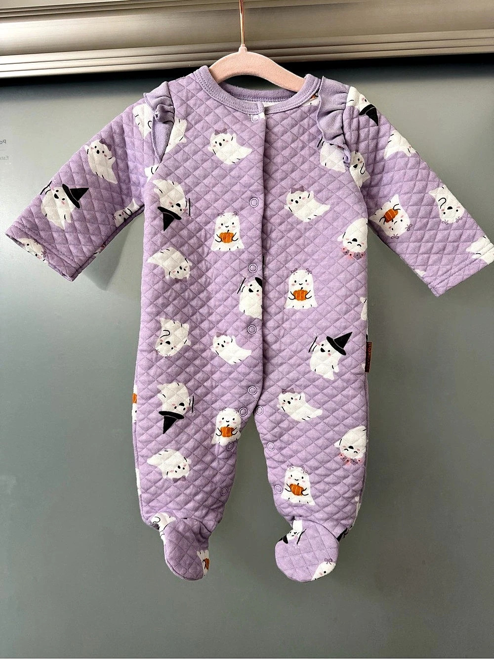 Lila & Jack Quilted Halloween Ghost Footed Sleeper Baby 3-6M